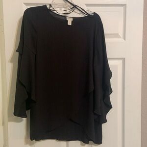 Chicos size one black polyester, scoop neck, flowy blouse